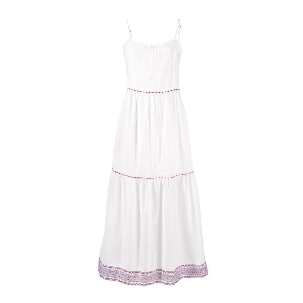 White Boho Maxi Embroidered Dress